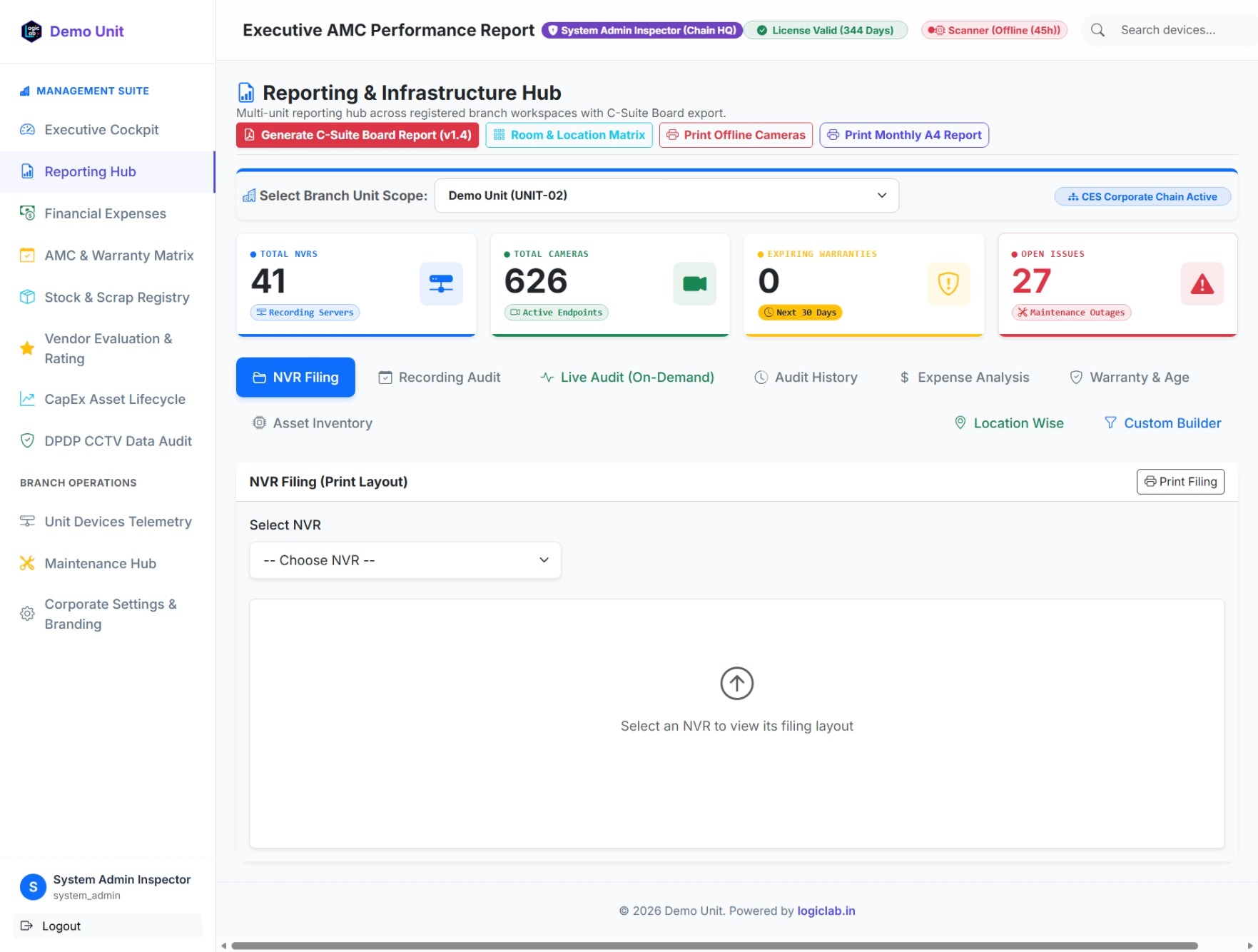 HQ Consolidated Report Screenshot