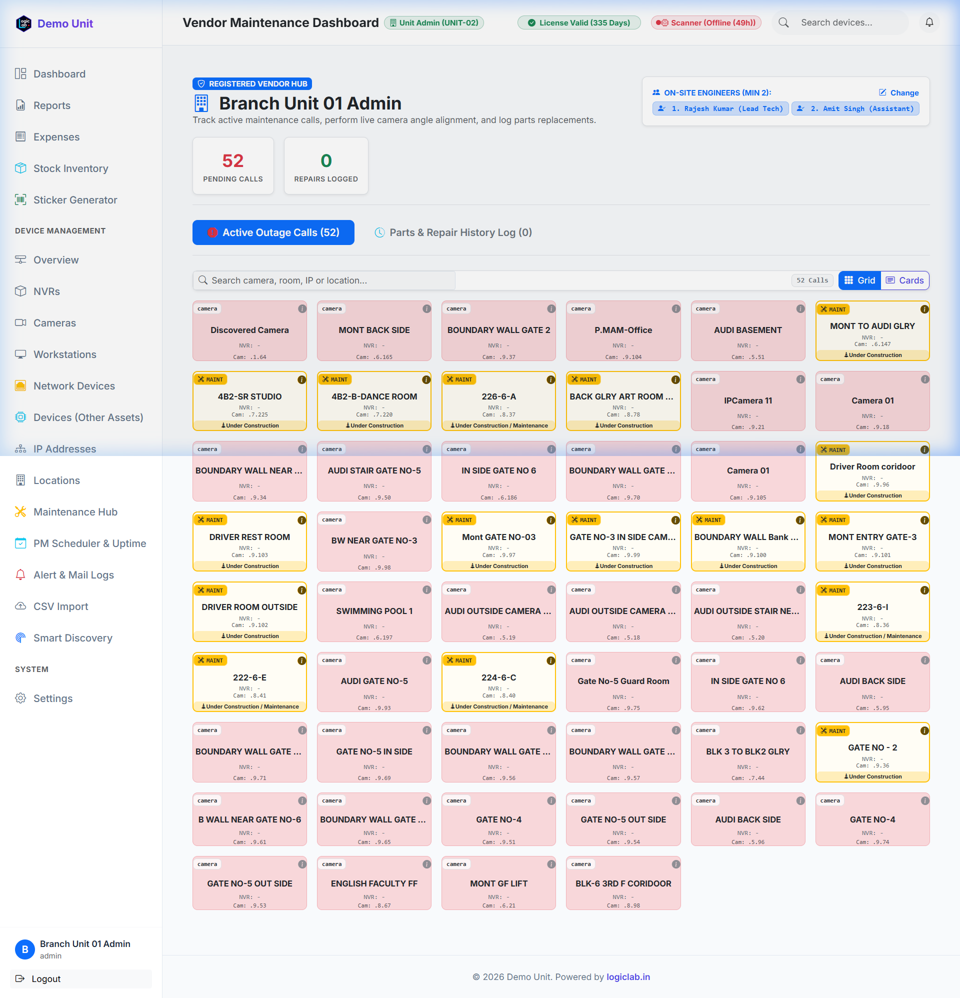 Vendor Portal Dashboard View